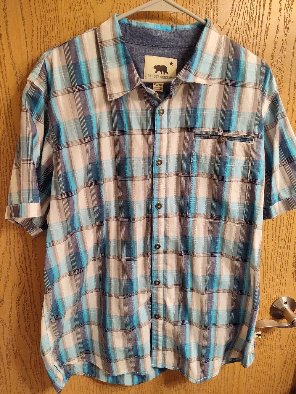 Dakota Grizzly Men's Blue Plaid Short-Sleeve Button Down Shirt